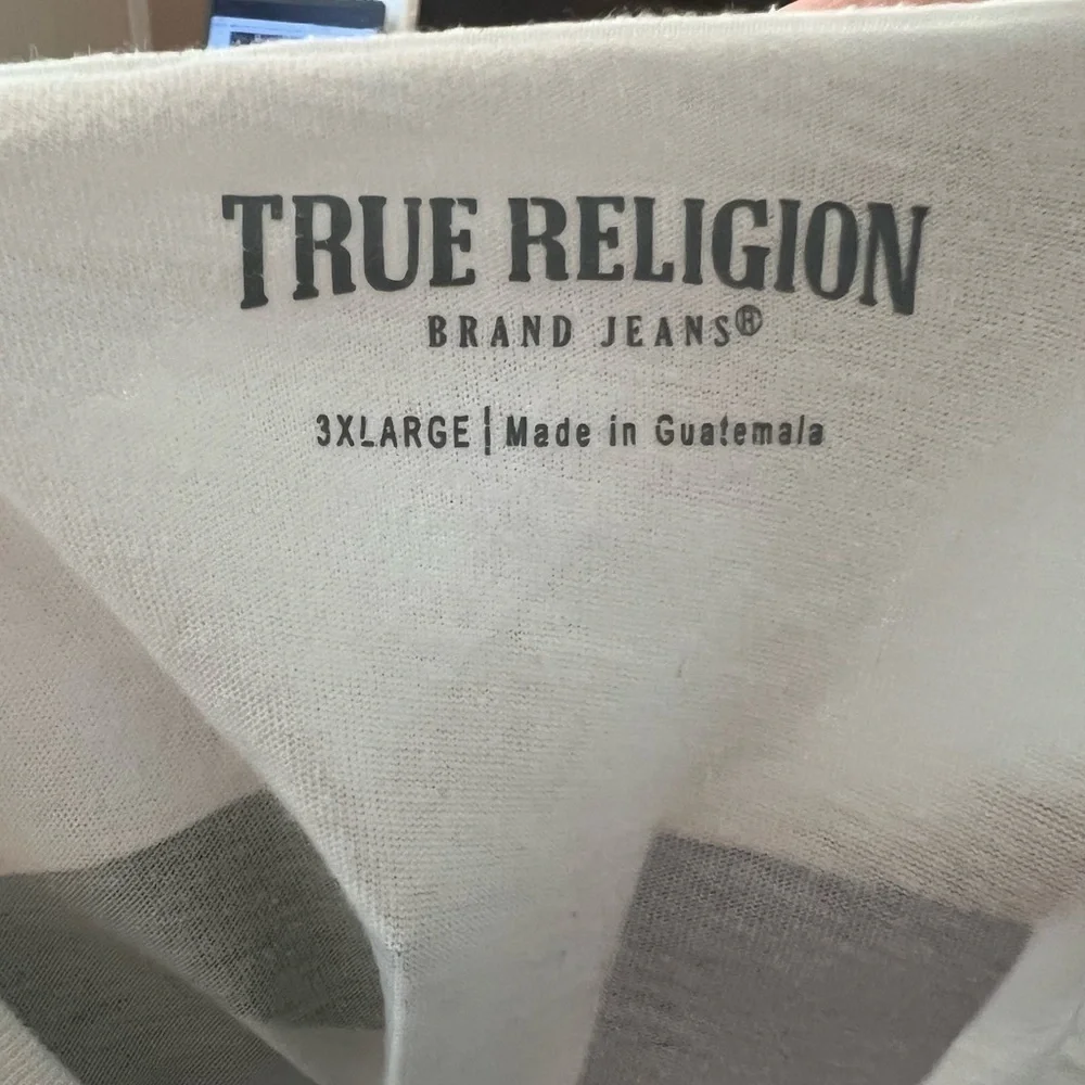 True Religion Graphic Logo TShirt Flag in Purple and Green 3XL